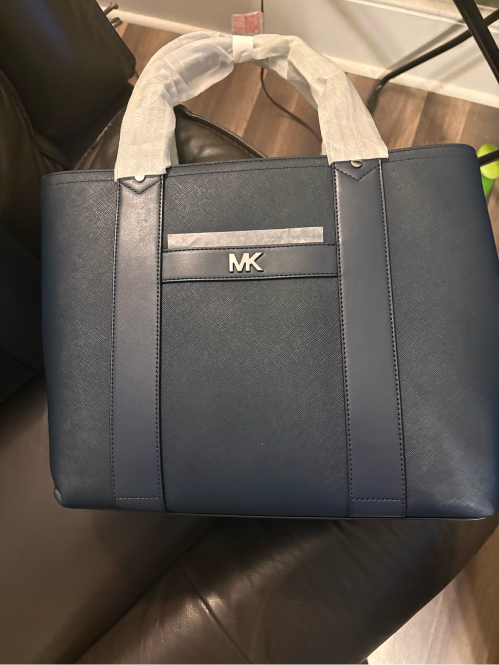 Michael Kors Navy Saffiano Leather Tote with MK Accent